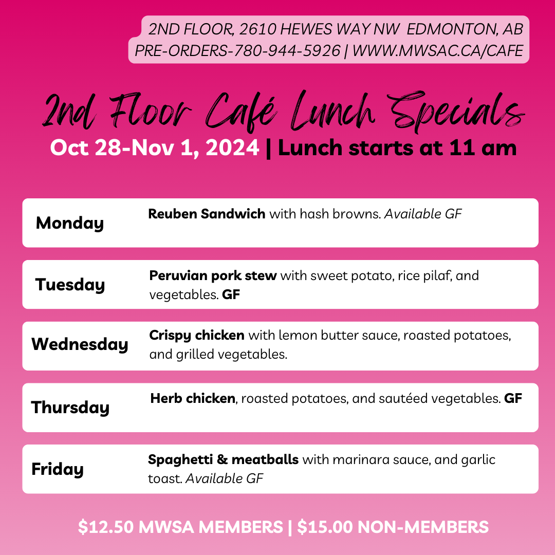 mwsa 2nd floor cafe lunch october 28-nov 1